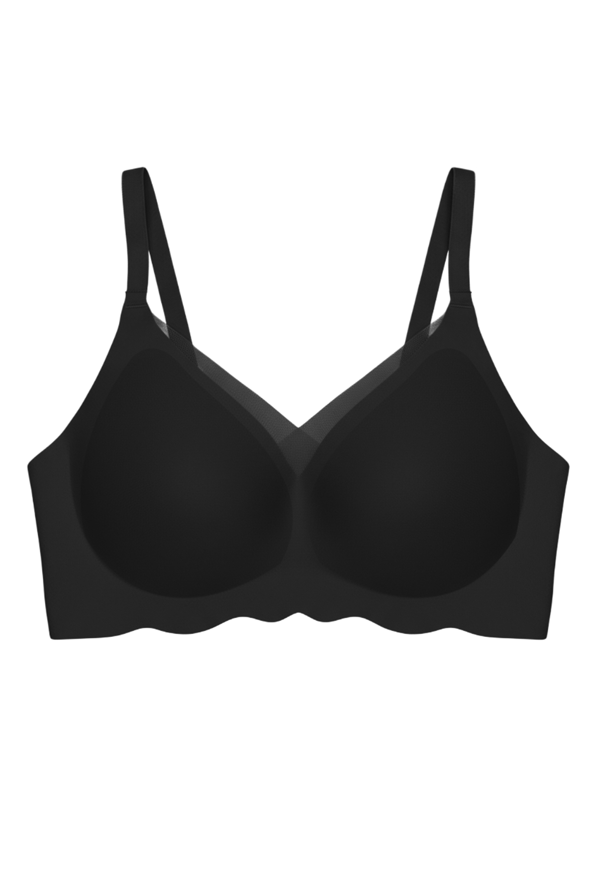 Seamless Bra - Touch | Siyah Lazer Kesim Dikişsiz Tül ve Dalga Detaylı Balensiz Kadın Sütyen