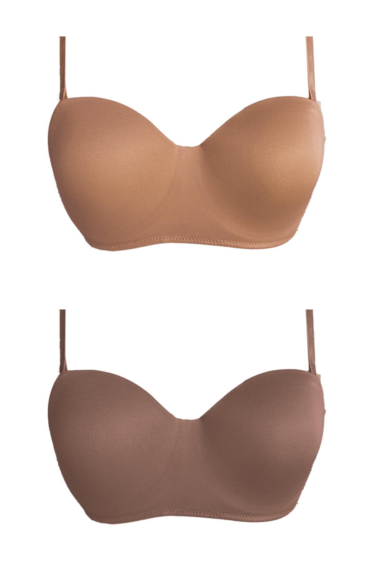 Balenli Toparlayıcı Dolgusuz Straplez Sütyen 2li Paket