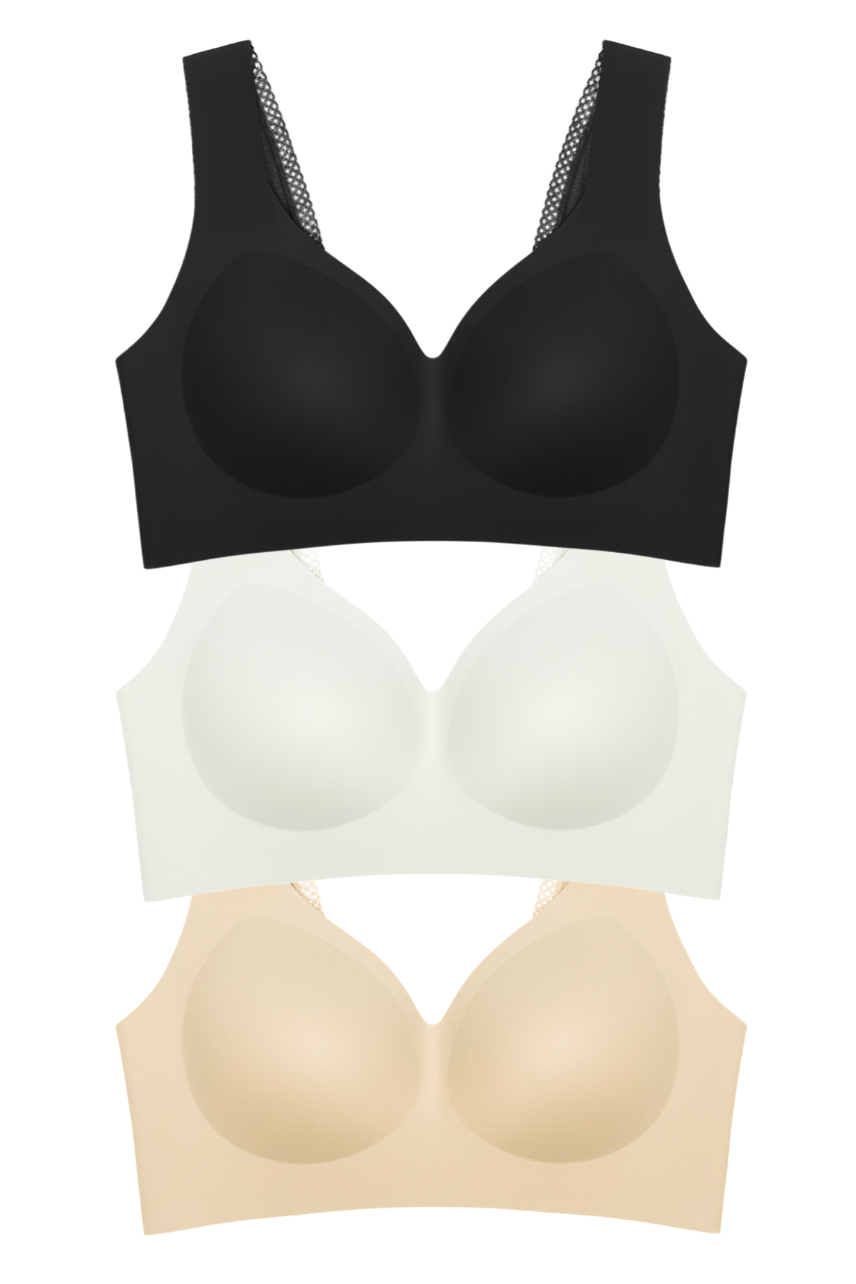 Seamless Bra - Lace | Lazer Kesim Dikişsiz Dantel Detaylı Balensiz Kadın Sütyen 3lü Paket