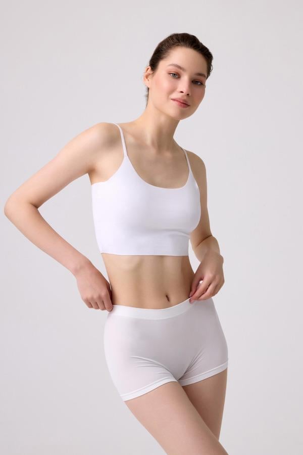 Cottonhill Premium - Kadın Beyaz Ultra-Rahat Seamless Boxer