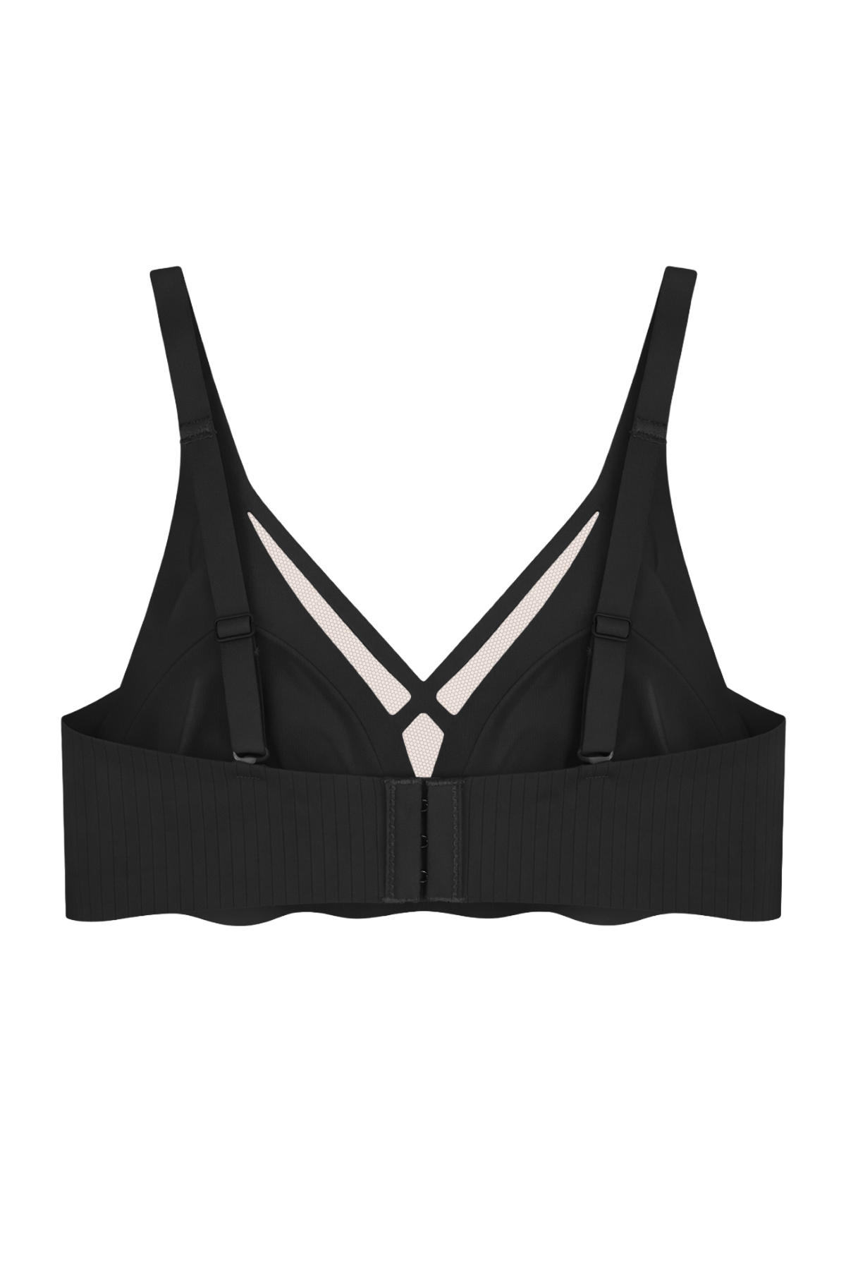 Seamless Bra - Liny | Siyah Lazer Kesim Dikişsiz Çizgi Desenli Dekolteli Kadın Sütyen