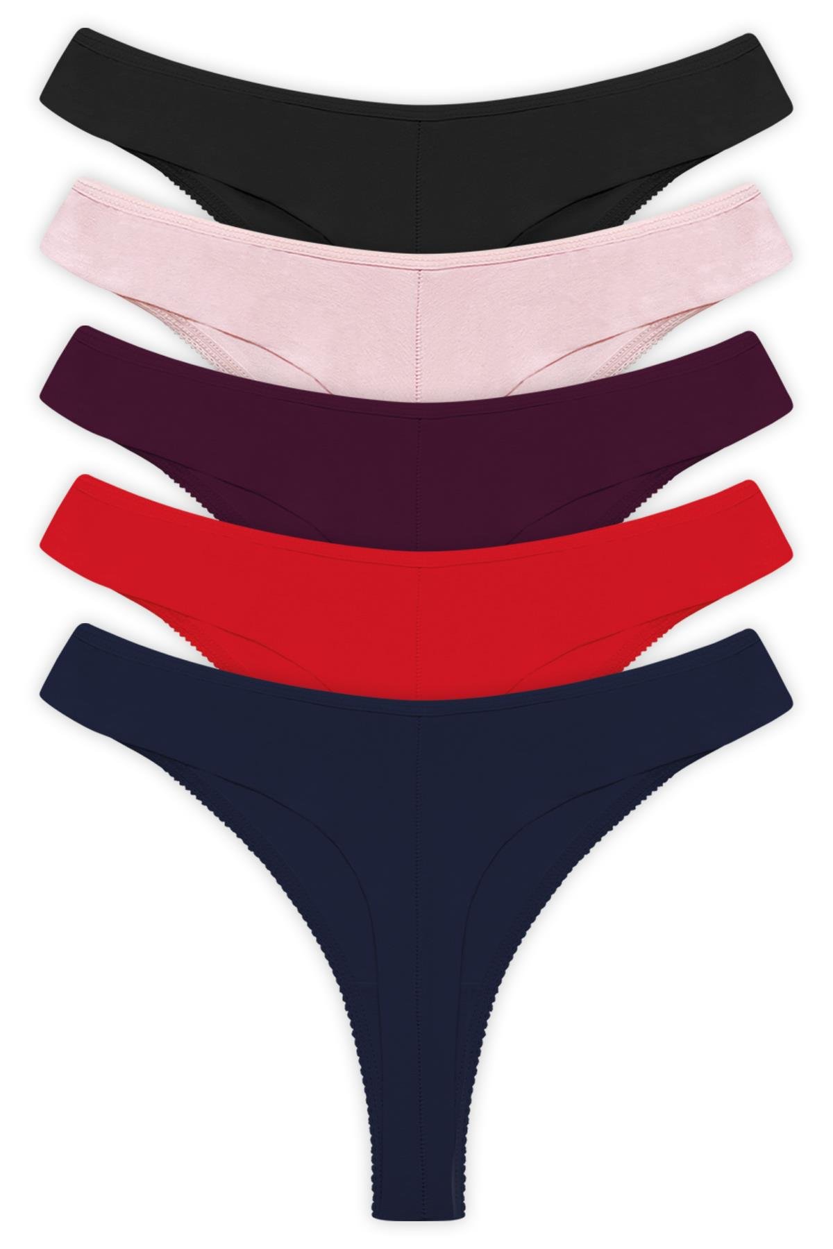 Basic Pamuklu Kadın Tanga 5li Paket Külot