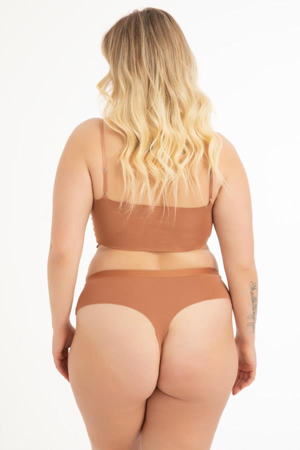 File Detaylı Beli Lastikli Lazer Kesim Büyük Beden Kadın Tanga Külot 3lü Paket