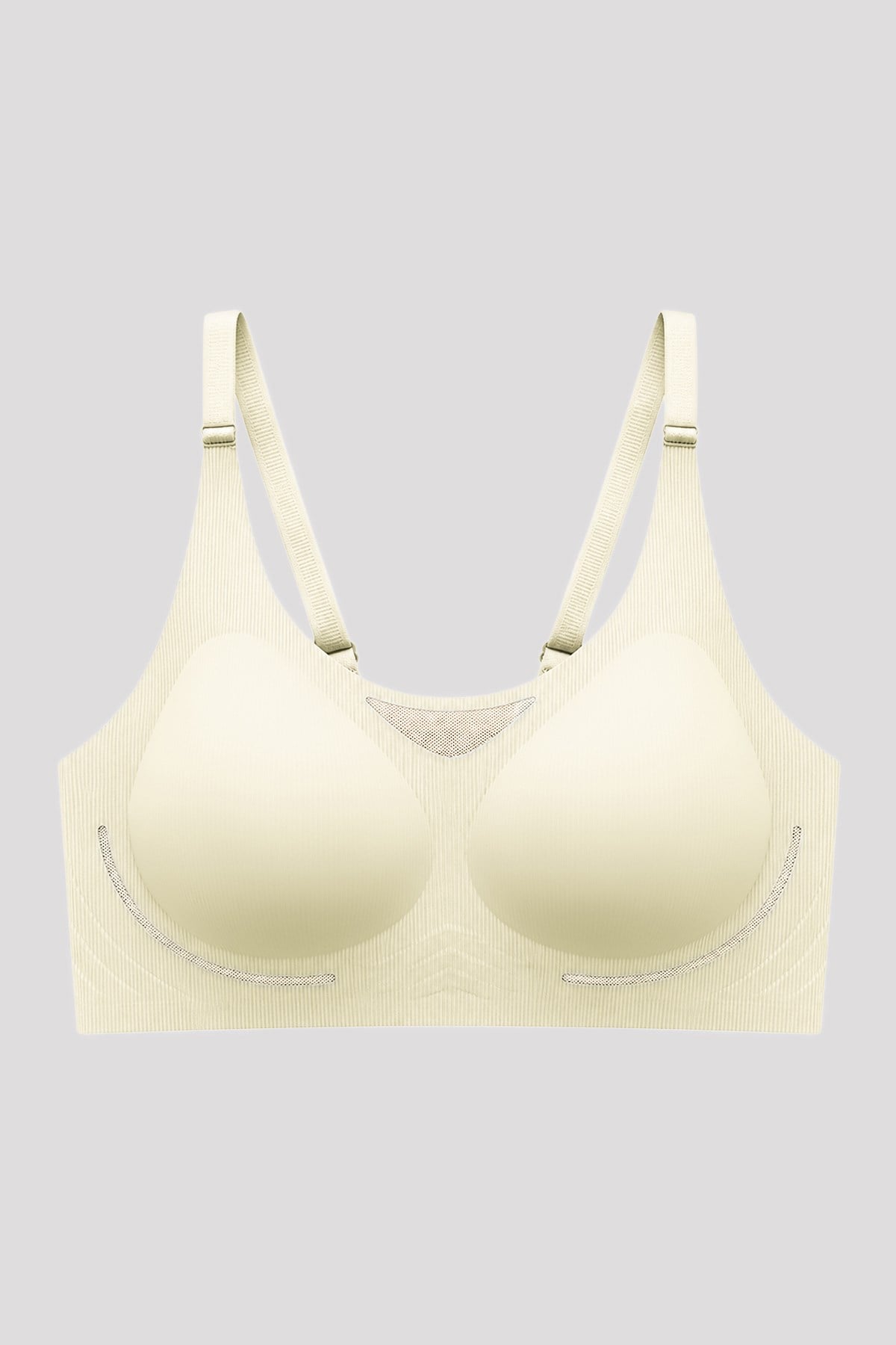 Seamless Bra - Avena | Krem Lazer Kesim Balensiz Çizgi Dokulu Tül Detaylı Kadın Sütyen