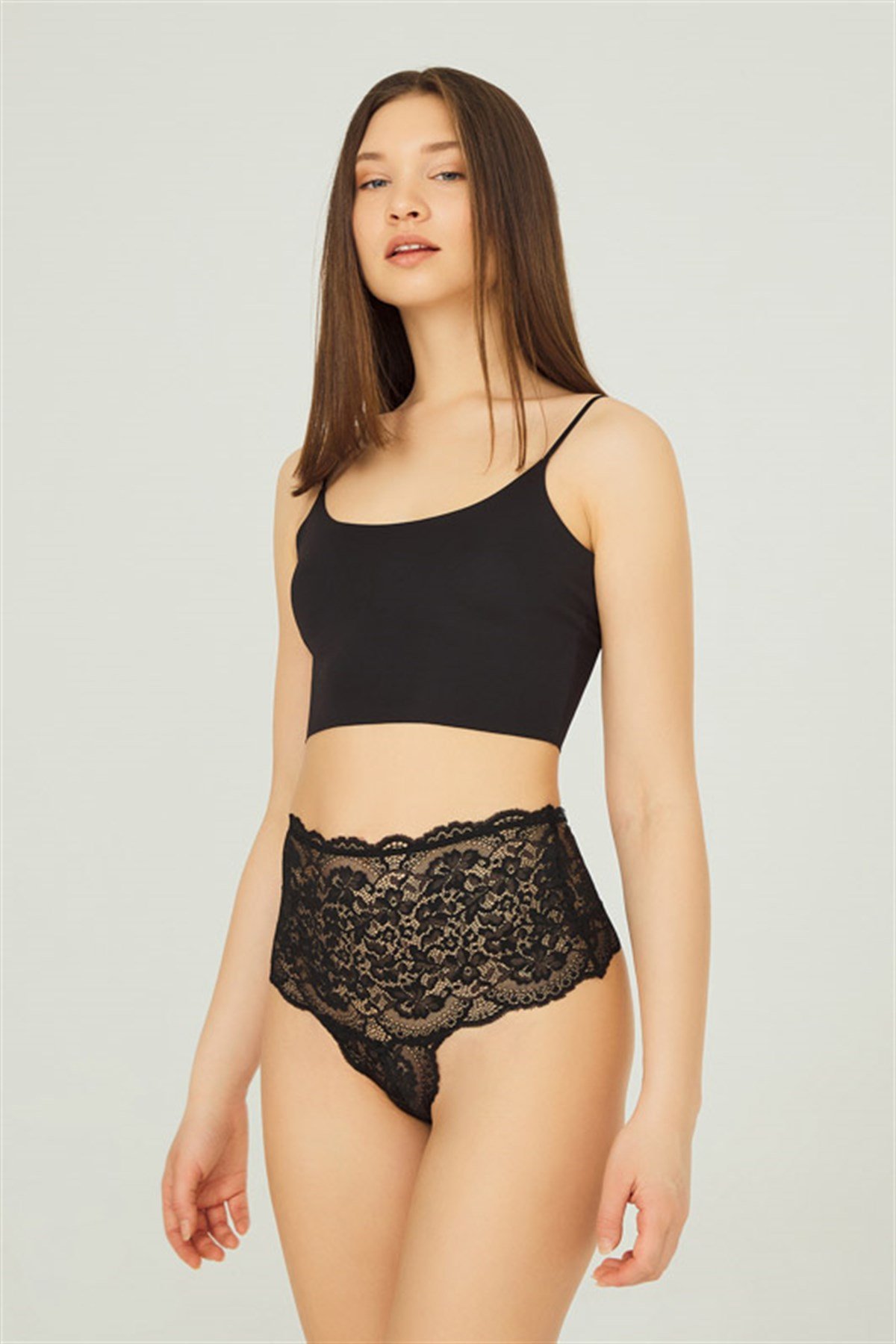 Dantelli Lastik Detaylı Yüksek Bel Kadın Tanga 3lü Paket Külot - 3