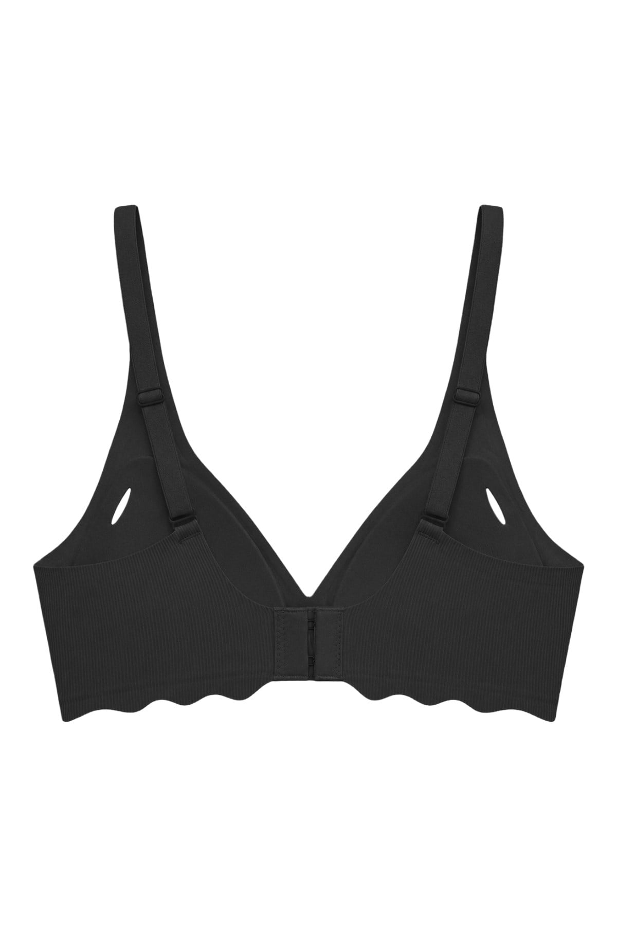 Seamless Bra - Lumera | Siyah Lazer Kesim Balensiz Rib Dokulu Dalga Kesim Dikişsiz Kadın Sütyen