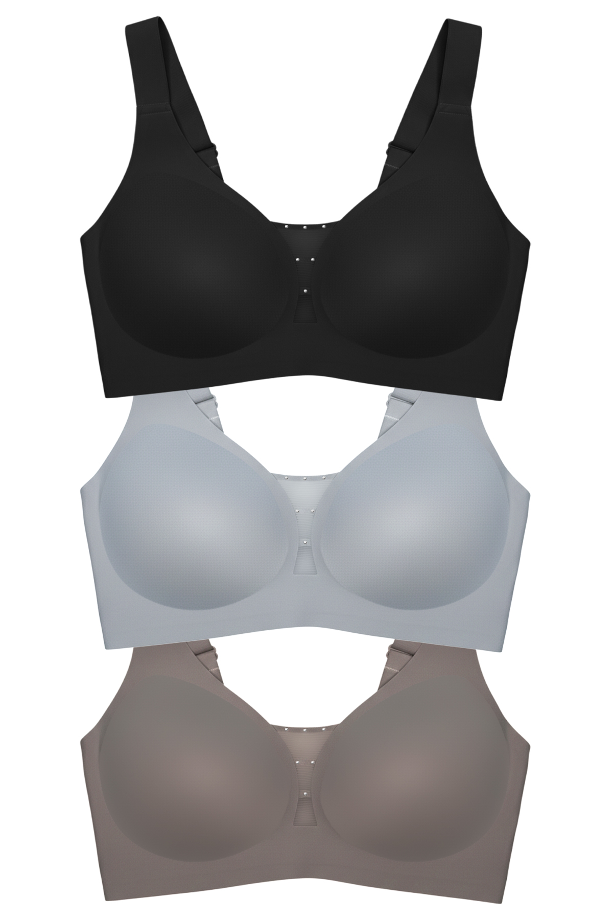 Seamless Bra - Balance | Lazer Kesim Taşlı Dikişsiz Toparlayıcı Büyük Beden Kadın Sütyen 3lü Paket-2