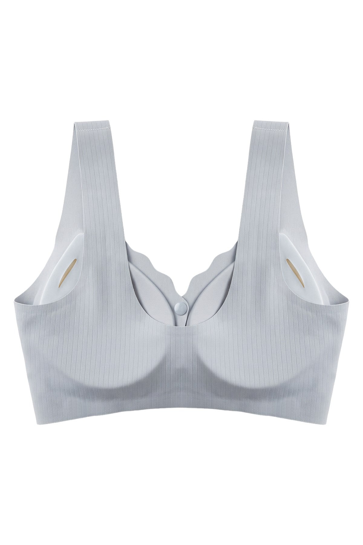 Seamless Bra - Feel | Gri Lazer Kesim Çizgi Detaylı Önü Açılabilir Dikişsiz Kadın Sütyen