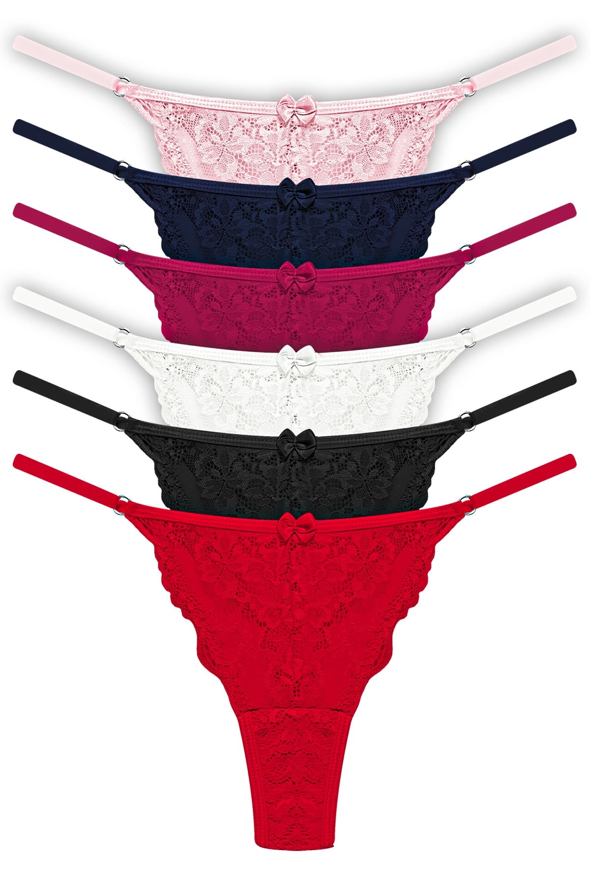 Önü Dantelli Tül Detaylı Kadın Tanga 6lı Paket Külot