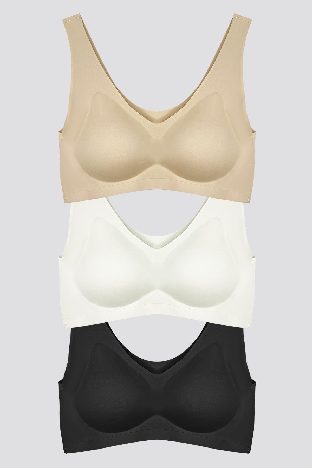 Dikişsiz Lazer Kesim Sütyen Çıkarılabilir Pedli Kadın Hayalet Sütyen - 3lü Paket