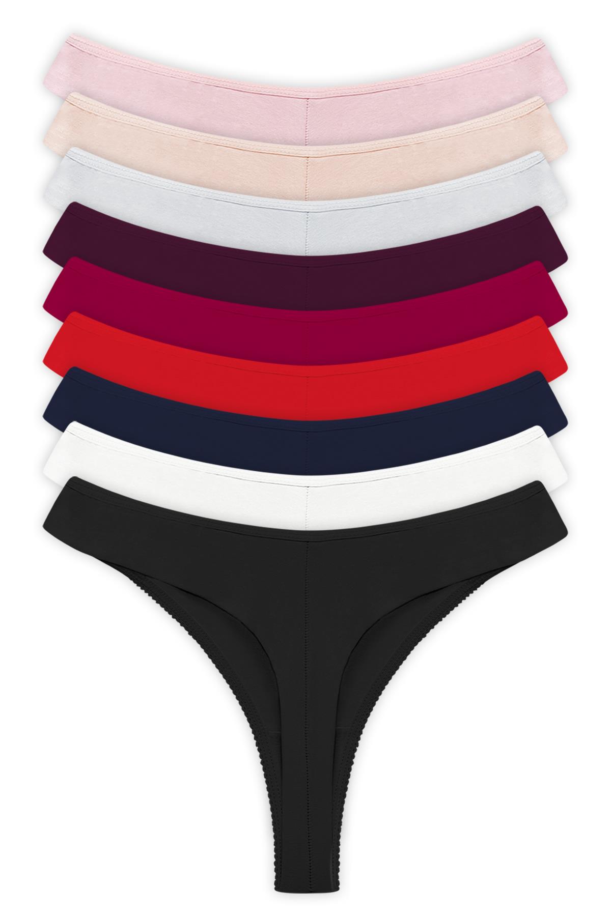 Basic Pamuklu Kadın Tanga Külot 9lu Paket