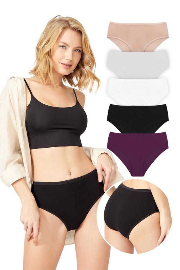 Basic Klasik Pamuklu Geniş Kenarlı Bato Külot 5li Paket