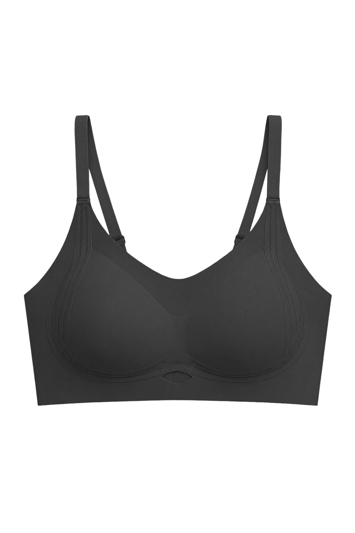 Seamless Bra - Elaris | Siyah Lazer Kesim Balensiz Dekolteli Şerit Detay Dikişsiz Kadın Sütyen