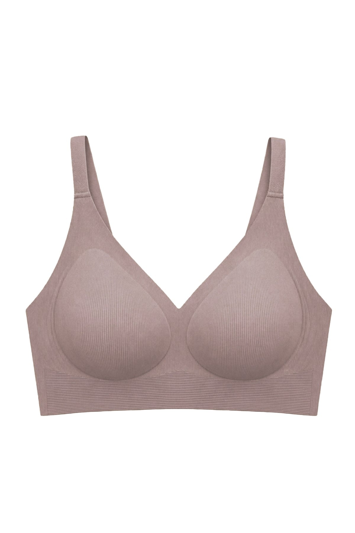 Seamless Bra - Velora | Kahverengi Lazer Kesim Balensiz Rib Dokulu Dikişsiz Kadın Sütyen