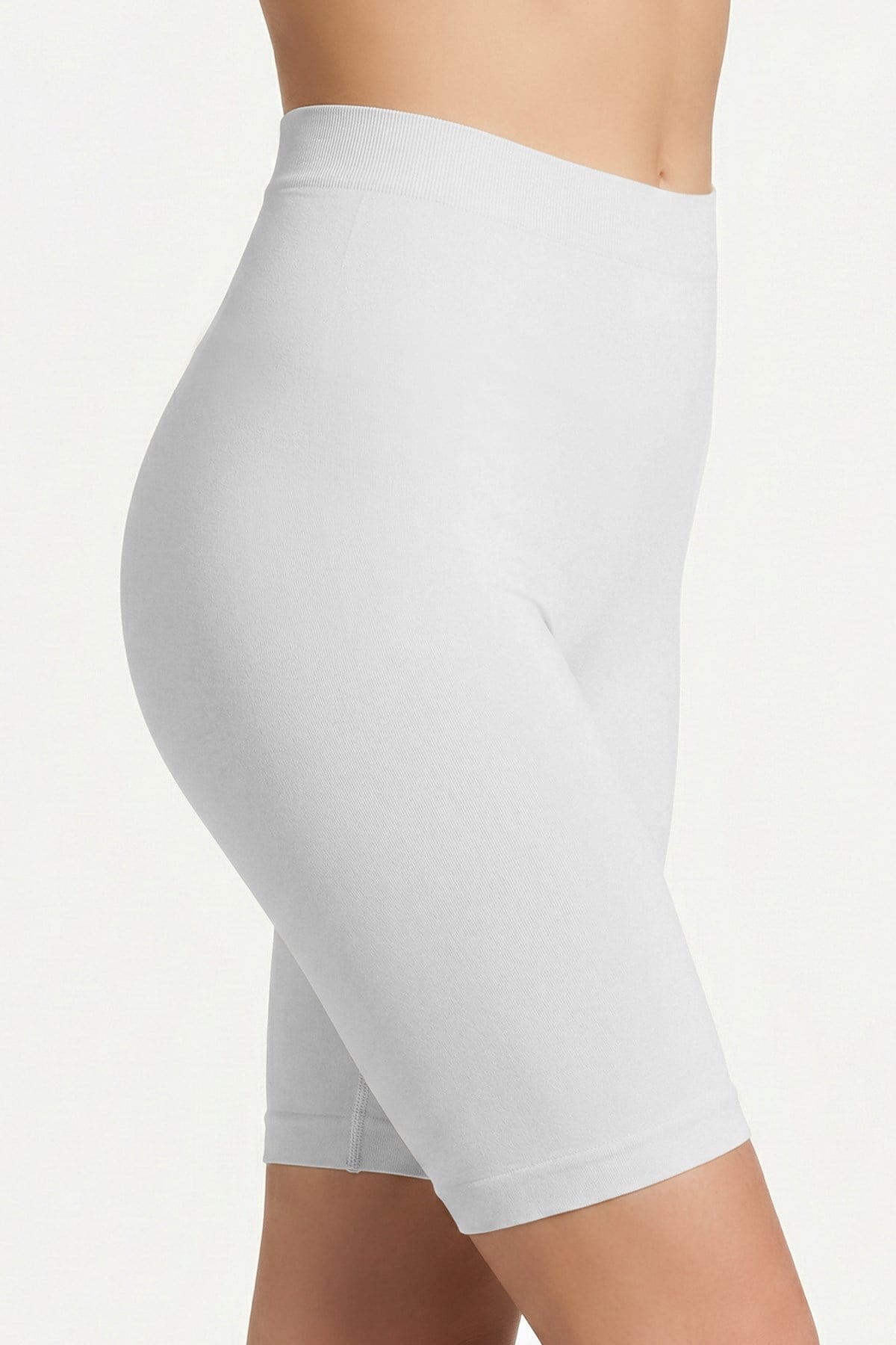 Cottonhill Premium - Kadın Beyaz Ultra-Rahat Seamless Yüksek Bel Uzun Paça Boxer