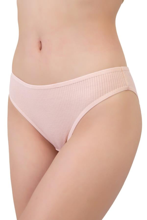 Kadın Pamuklu ve Likralı Fitilli Kaşkorse Brezilya Külot 5li Paket