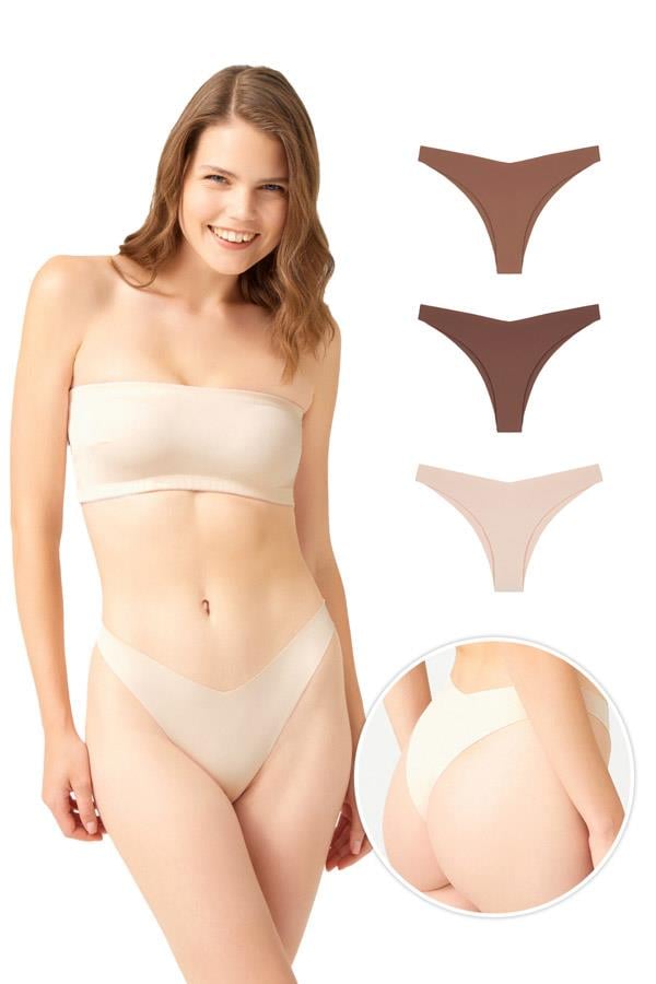 Lazer Kesim Kadın Brezilya Külot 3lü Paket-3