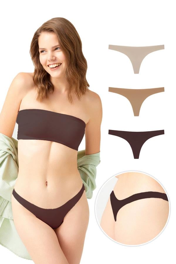 Lazer Kesim Kadın Tanga Külot 3lü Paket-2