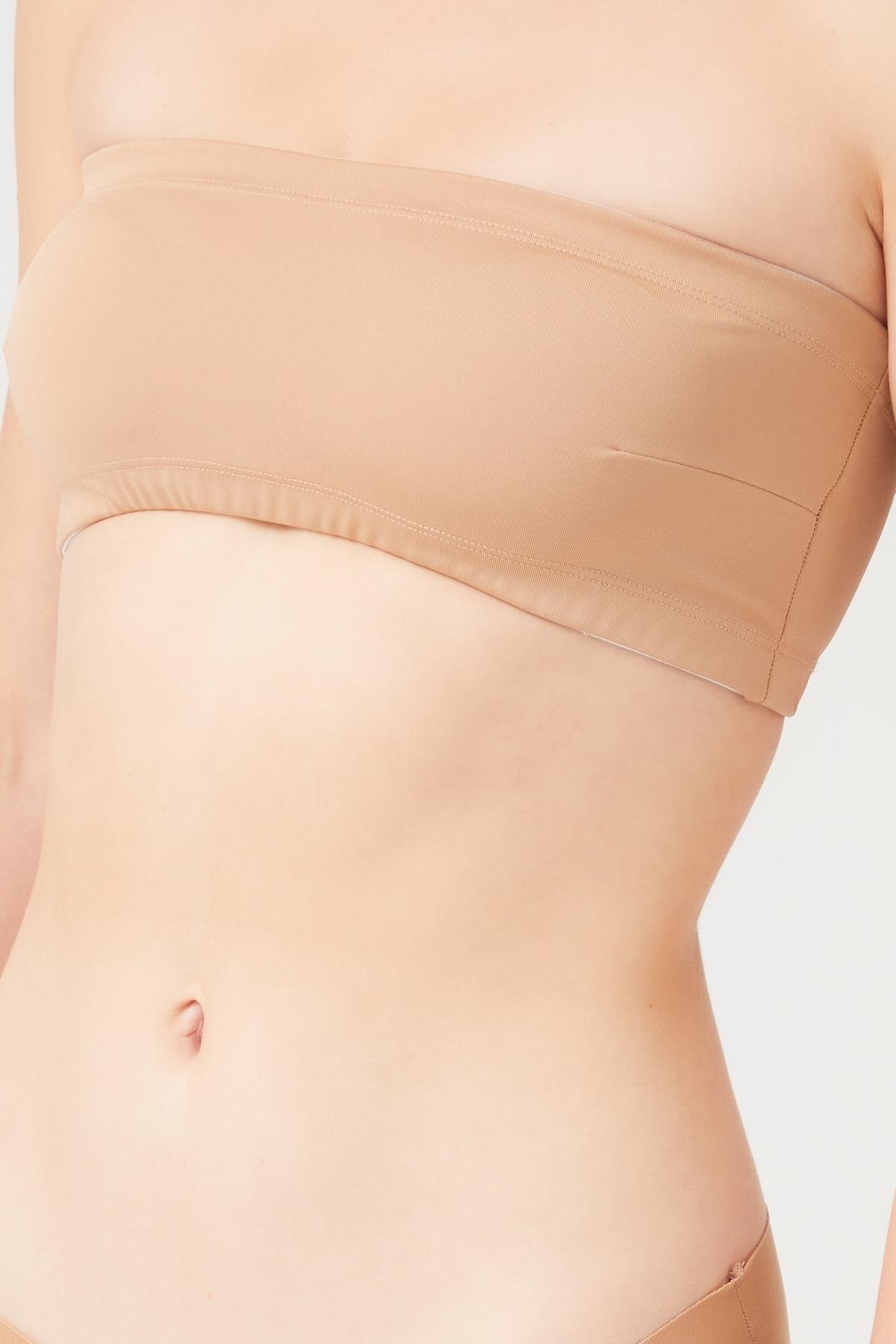 Straplez Crop Top Büstiyer Bronz