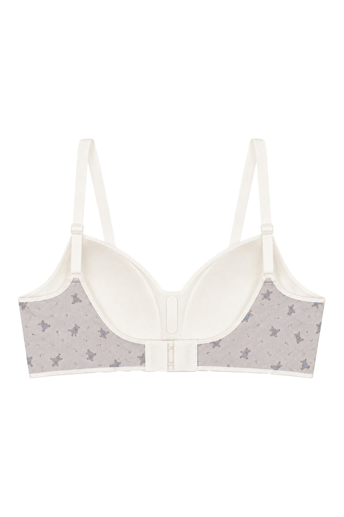Seamless Bra - Mireva | Gri Lazer Kesim Rib Dokulu Ayıcık Desenli Balensiz Kadın Sütyen