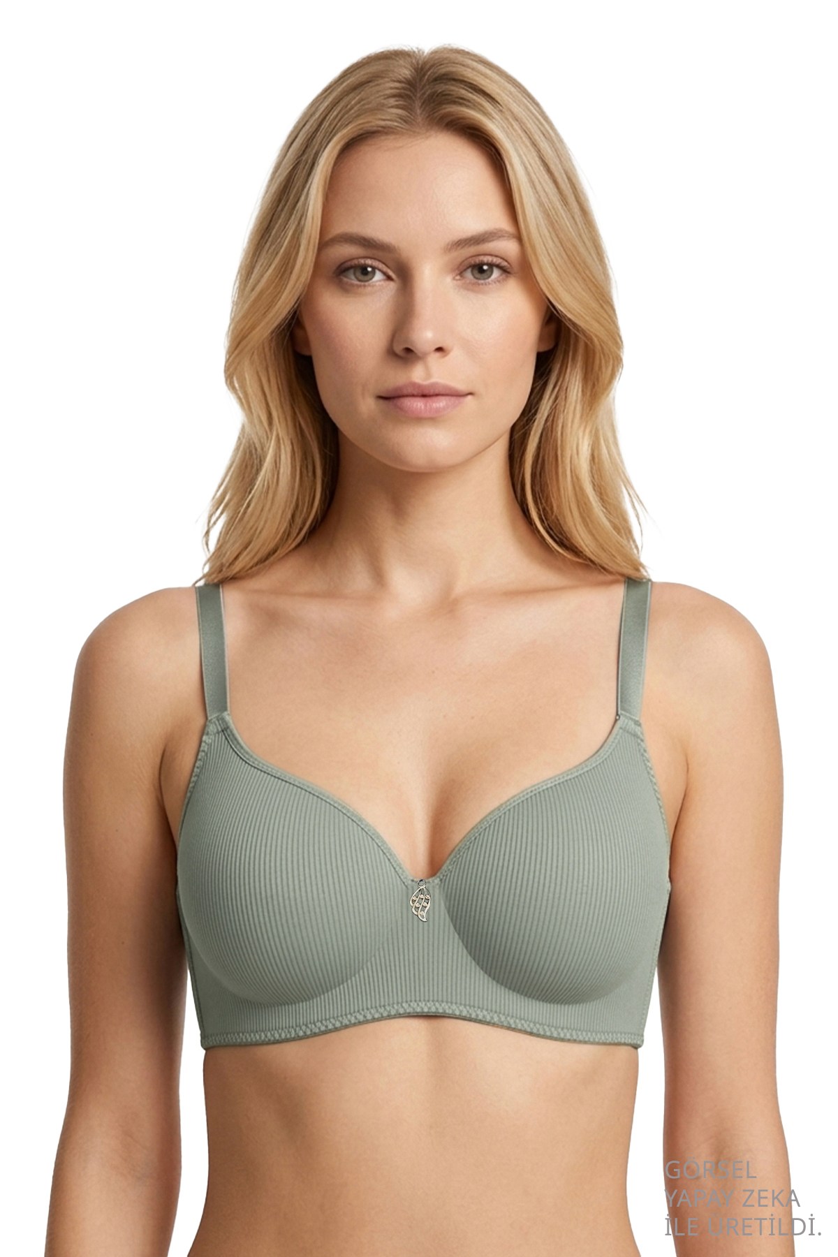 Seamless Bra - Renoa | Yeşil Rib Dokulu Balensiz Doğal Form Straplez Kadın Sütyen
