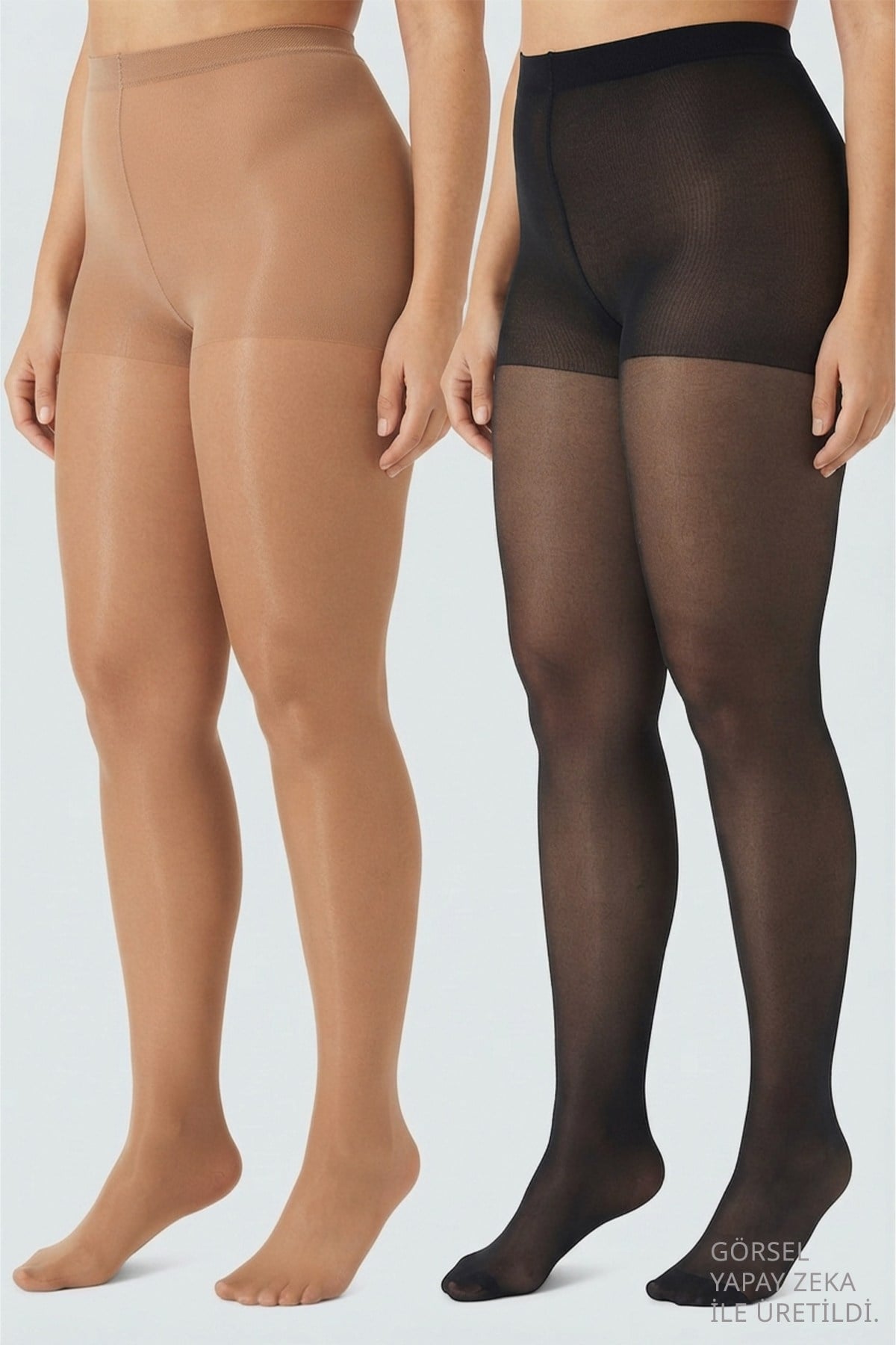 İnce 15 Denye Siyah-Nude 2li Büyük Beden Külotlu Çorap