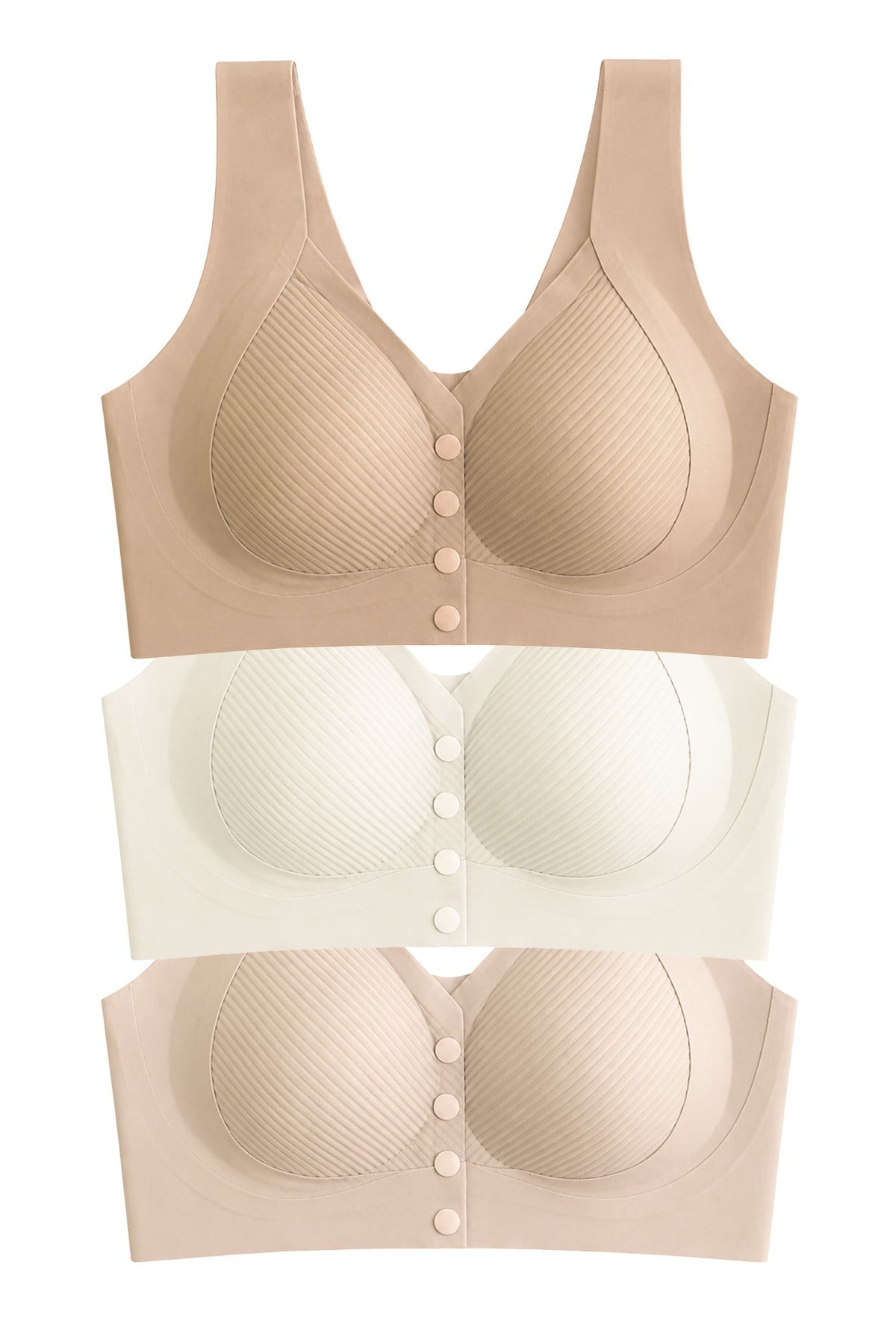 Seamless Bra - Neriva | Lazer Kesim Önden Düğmeli Minimizer Kadın Sütyen 3lü Paket-2