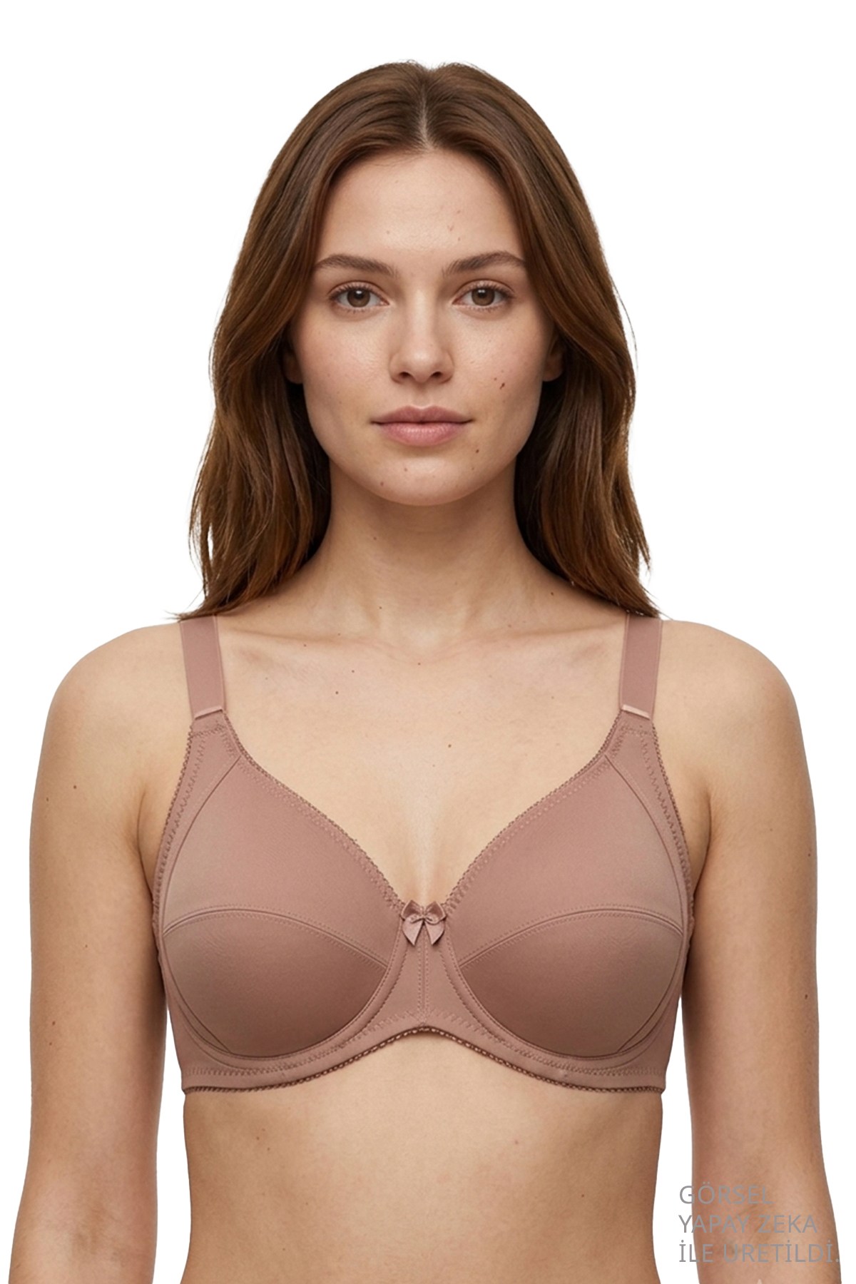 Bra - Novia | Kahverengi Büyük Beden Micro Balenli Minimizer Ayarlanabilir Askılı Kadın Sütyen