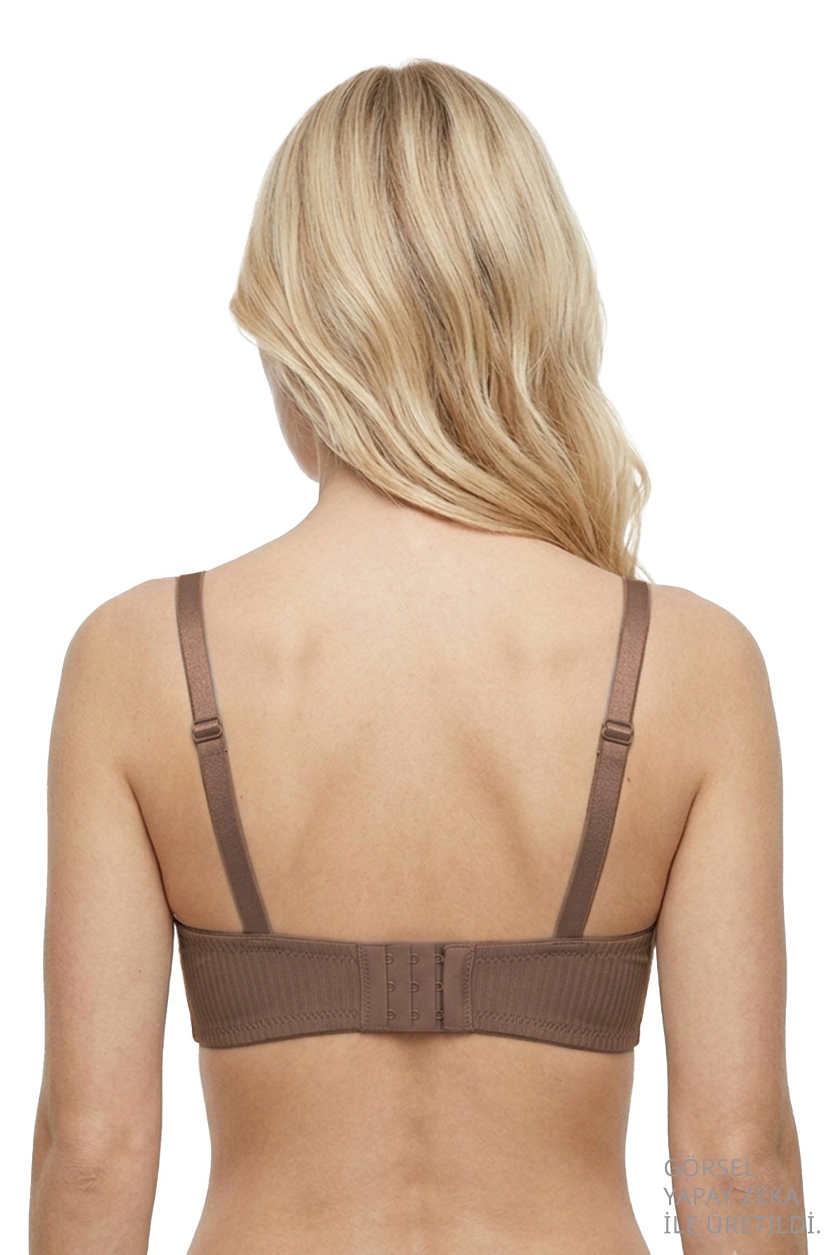 Seamless Bra - Rivelle | Kahverengi Mikro Çizgi Desenli Balensiz Günlük Kadın Sütyen