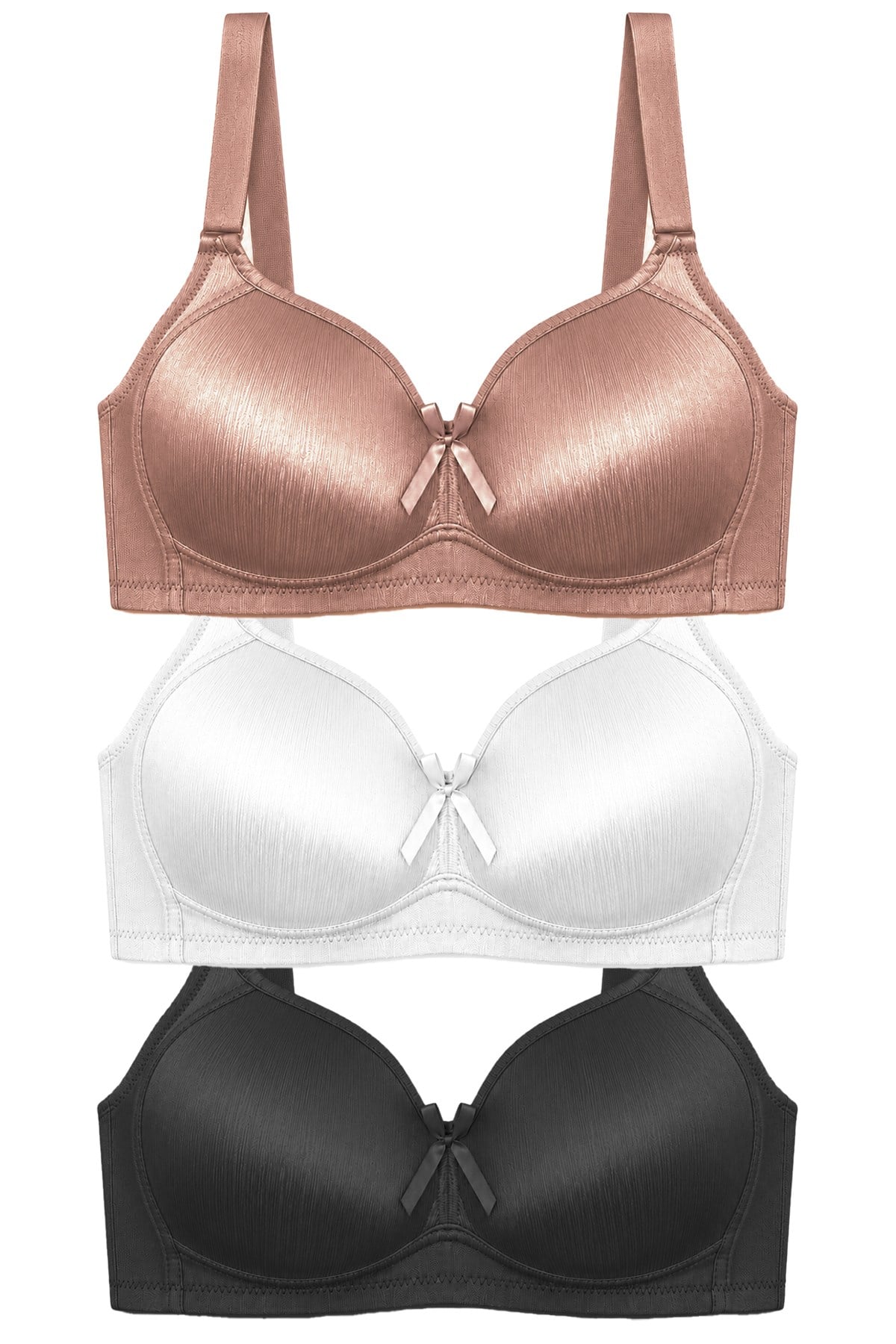 Bra - Elvia | Büyük Beden Parlak Balensiz Straplez Minimizer Kadın Sütyen 3lü Paket-3