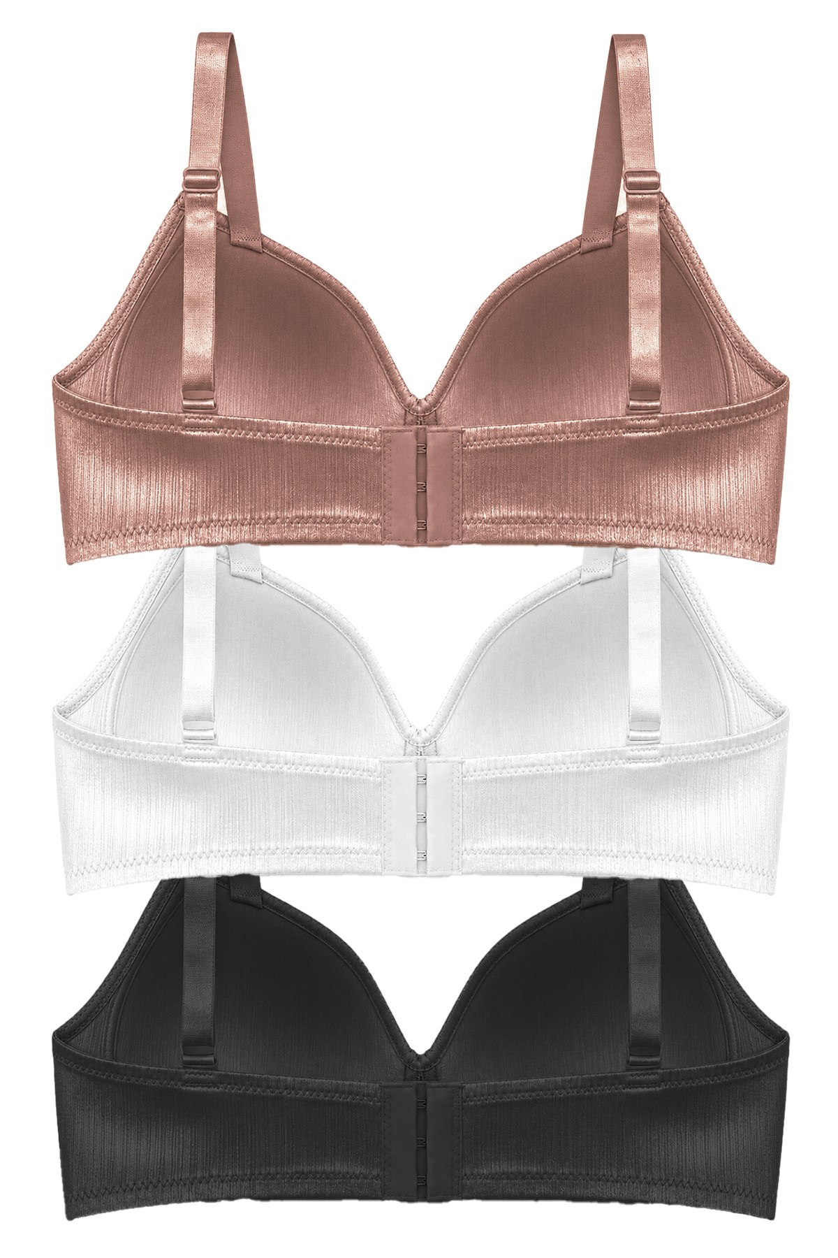 Bra - Elvia | Büyük Beden Parlak Balensiz Straplez Minimizer Kadın Sütyen 3lü Paket-3