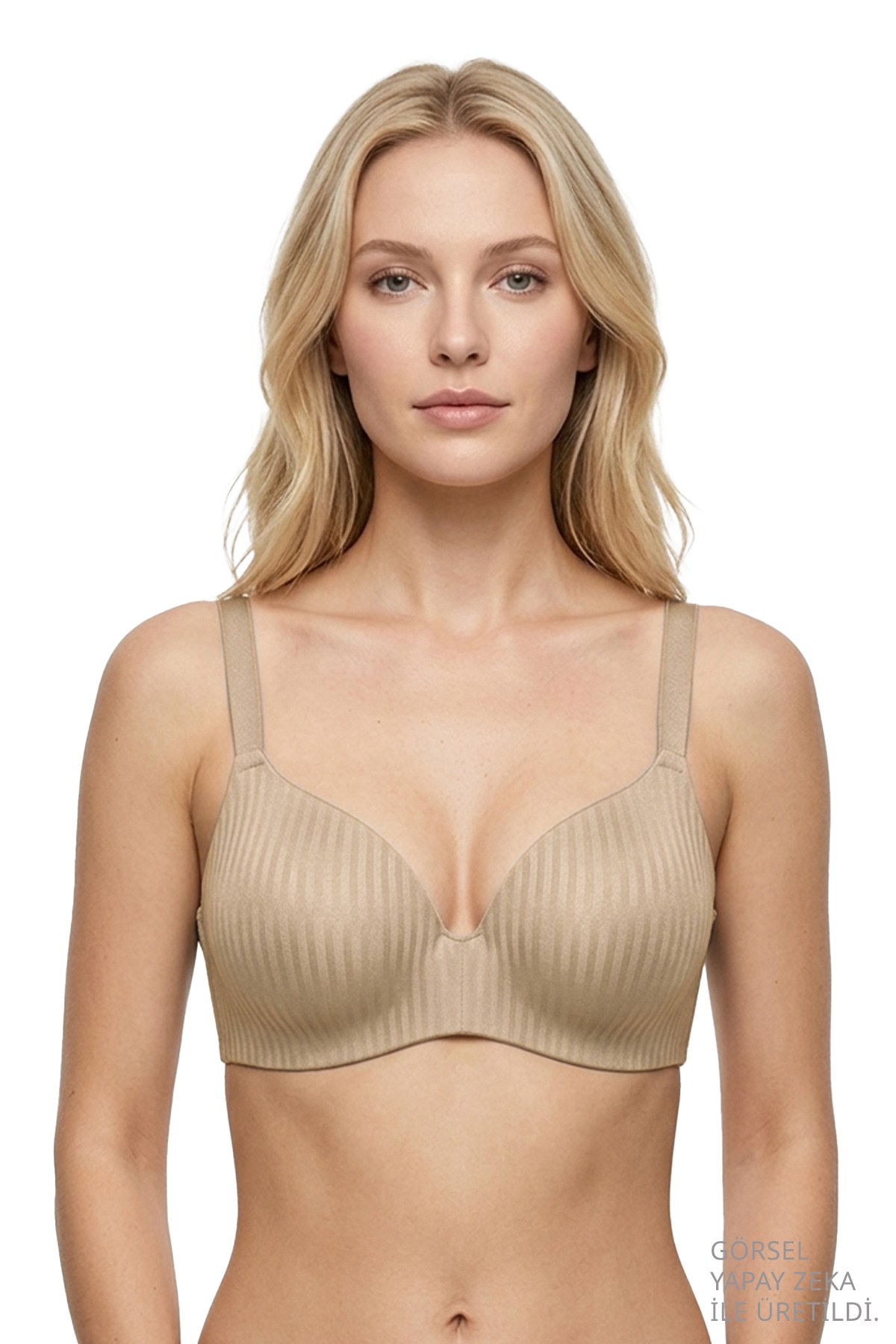 Seamless Bra - Rivelle | Ten Mikro Çizgi Desenli Balensiz Günlük Kadın Sütyen