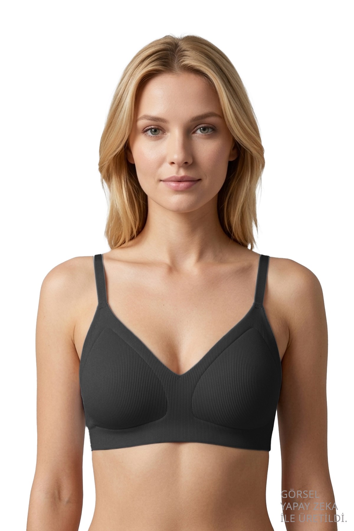 Seamless Bra - Velour | Siyah Lazer Kesim Balensiz Üçgen Form Dikişsiz Kadın Sütyen