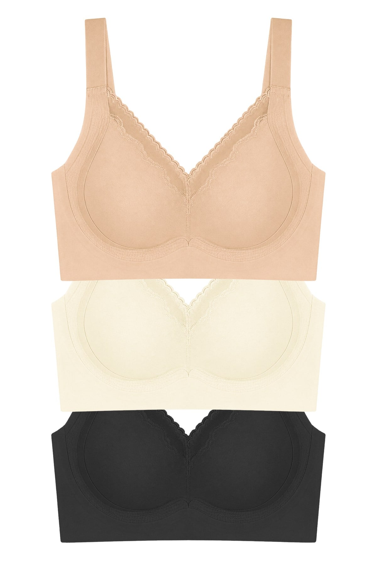 Seamless Bra - Seravia | Lazer Kesim Dantelli Minimizer Kadın Sütyen 3lü Paket-2
