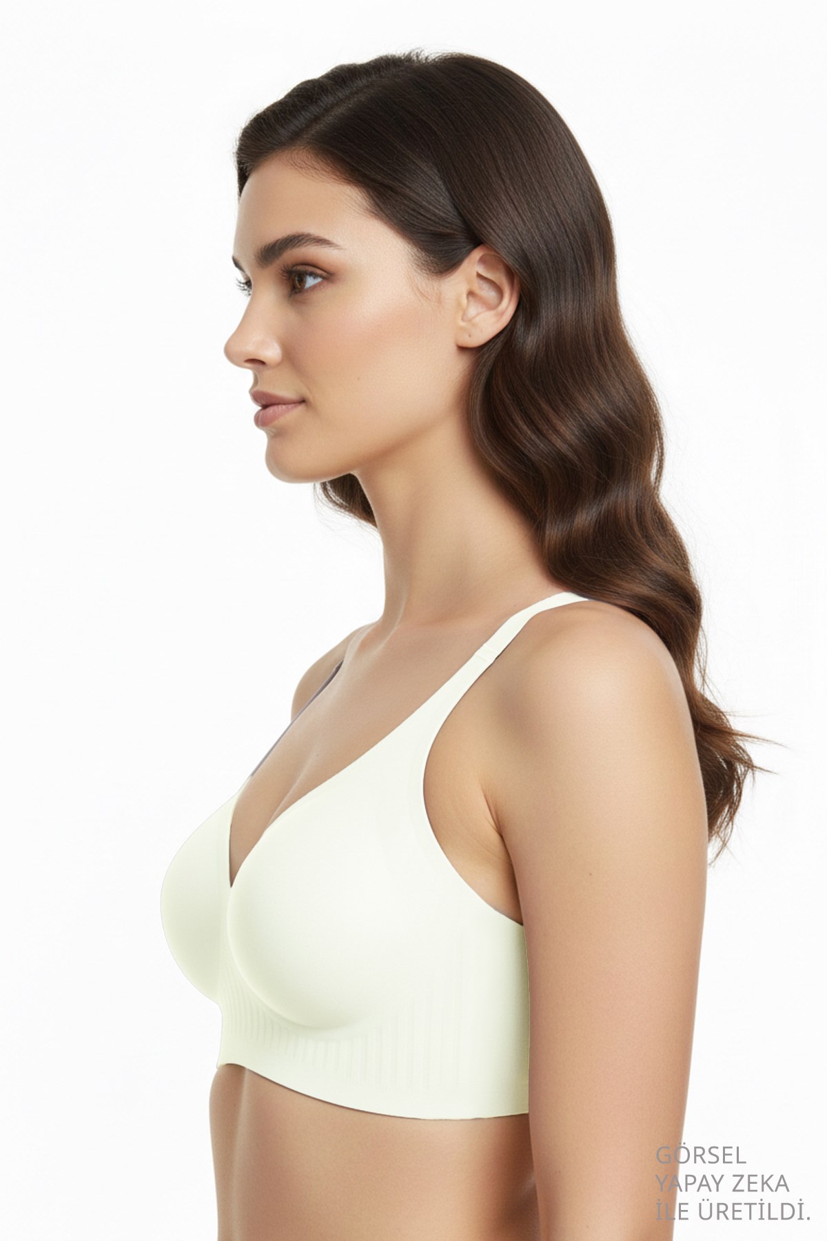 Seamless Bra - Slight | Krem Lazer Kesim Dikişsiz Dilim Detaylı Balensiz Kadın Sütyen