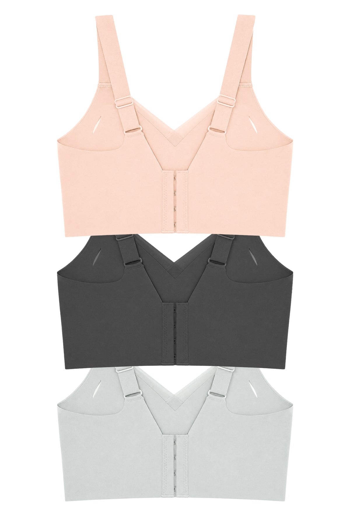 Seamless Bra - Elvora | Lazer Kesim Rib Dokulu Tül Detaylı Balensiz Kadın Sütyen 3lü Paket-2