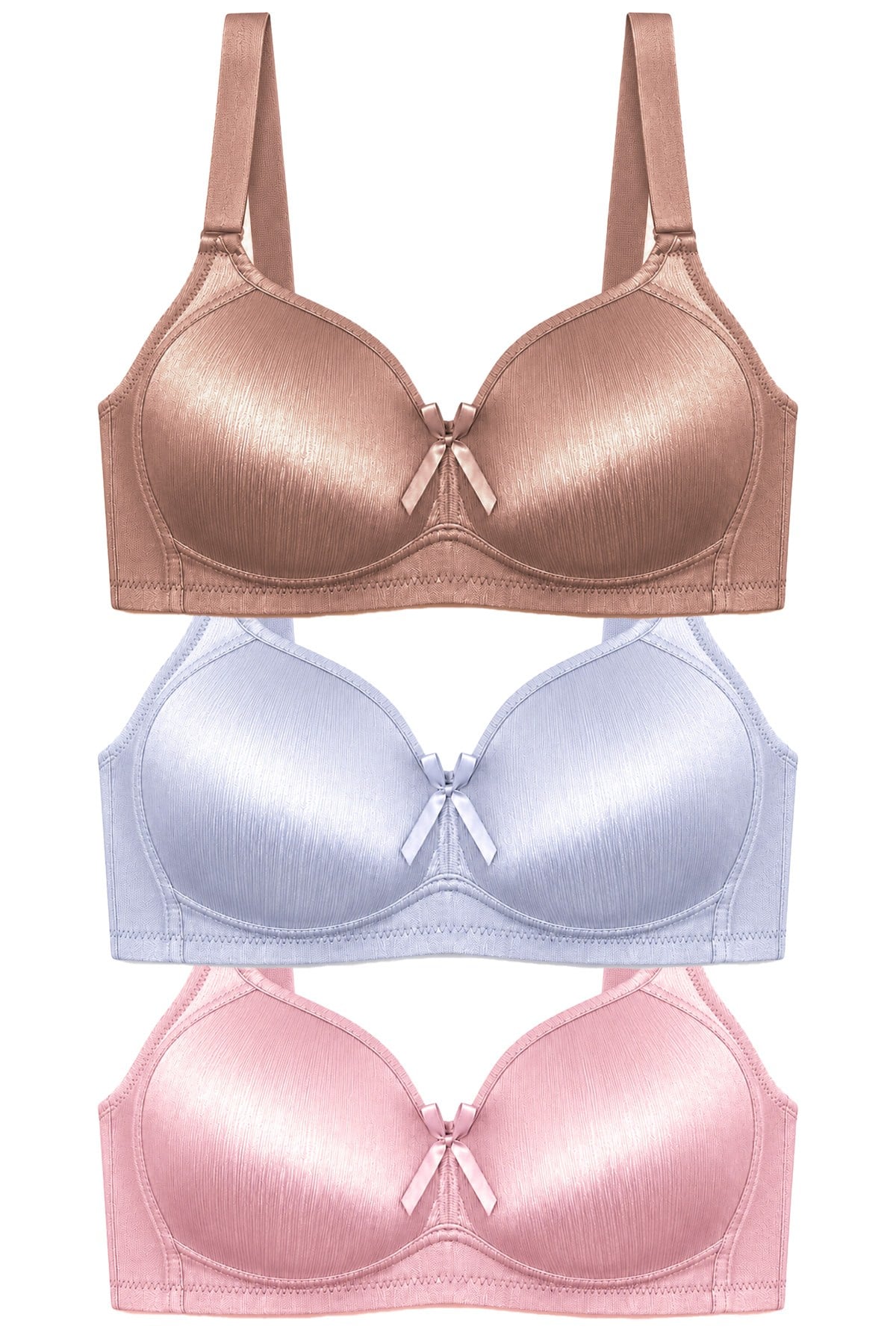 Bra - Elvia | Büyük Beden Parlak Balensiz Straplez Minimizer Kadın Sütyen 3lü Paket