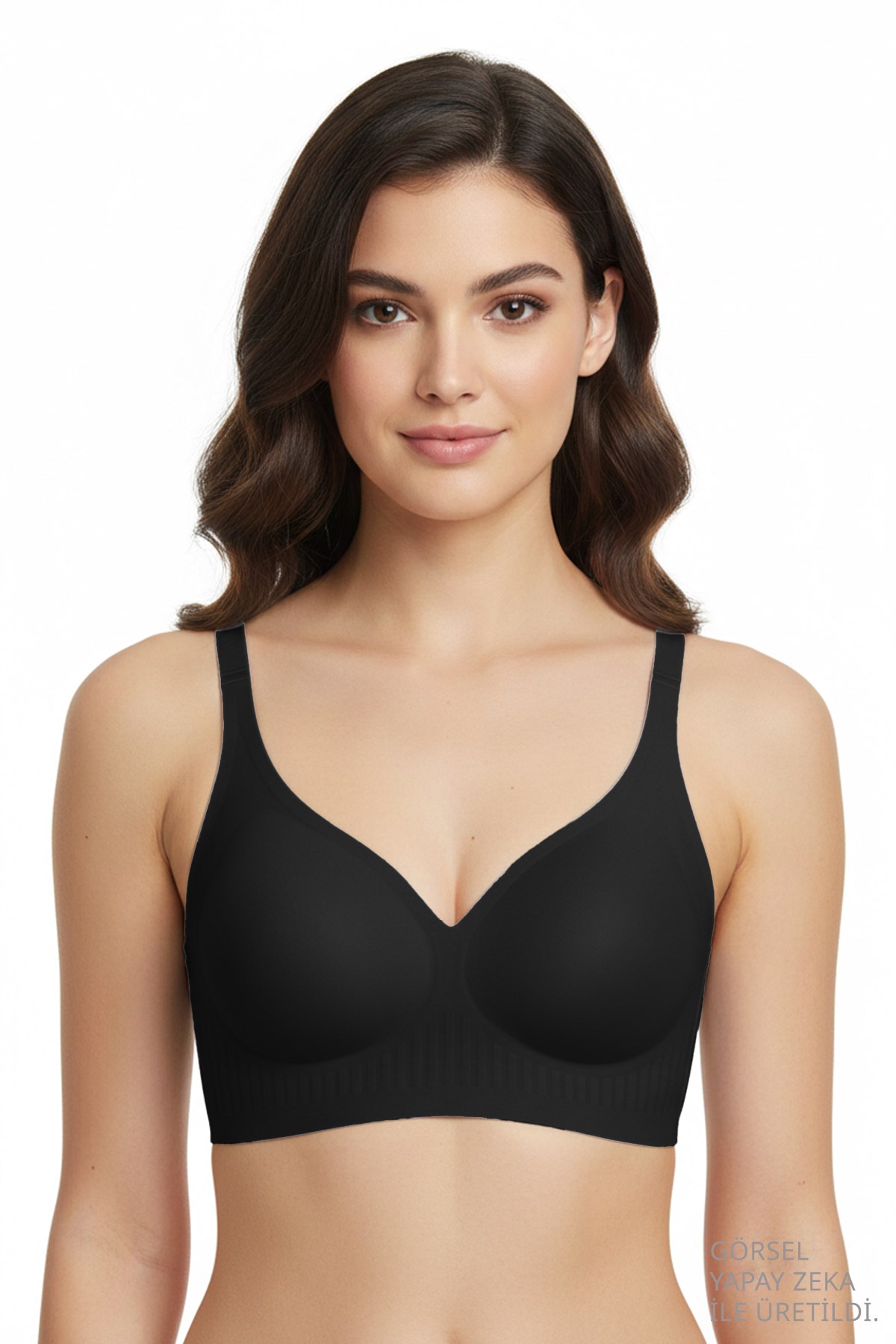 Seamless Bra - Slight | Siyah Lazer Kesim Dikişsiz Dilim Detaylı Balensiz Kadın Sütyen