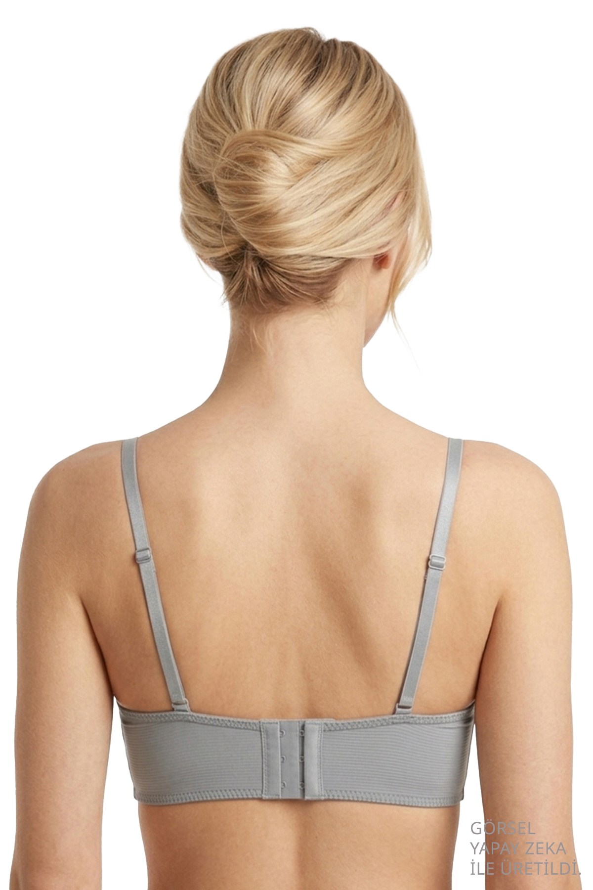 Seamless Bra - Renoa | Gri Rib Dokulu Balensiz Doğal Form Straplez Kadın Sütyen