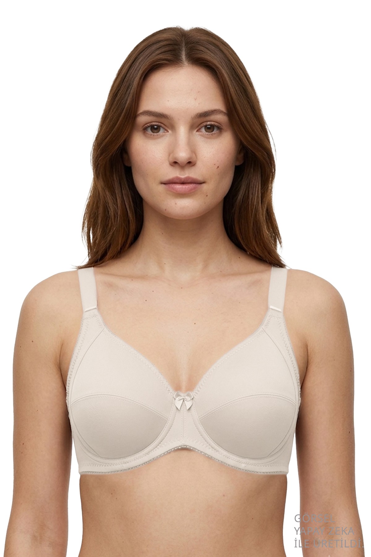 Bra - Novia | Krem Büyük Beden Micro Balenli Minimizer Ayarlanabilir Askılı Kadın Sütyen