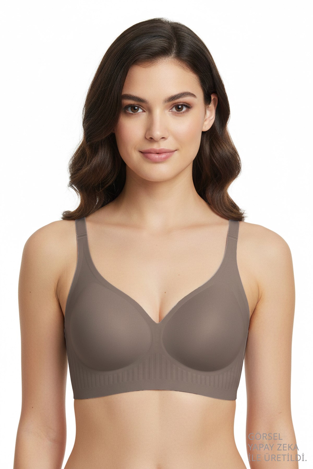 Seamless Bra - Slight | Kahverengi Lazer Kesim Dikişsiz Dilim Detaylı Balensiz Kadın Sütyen