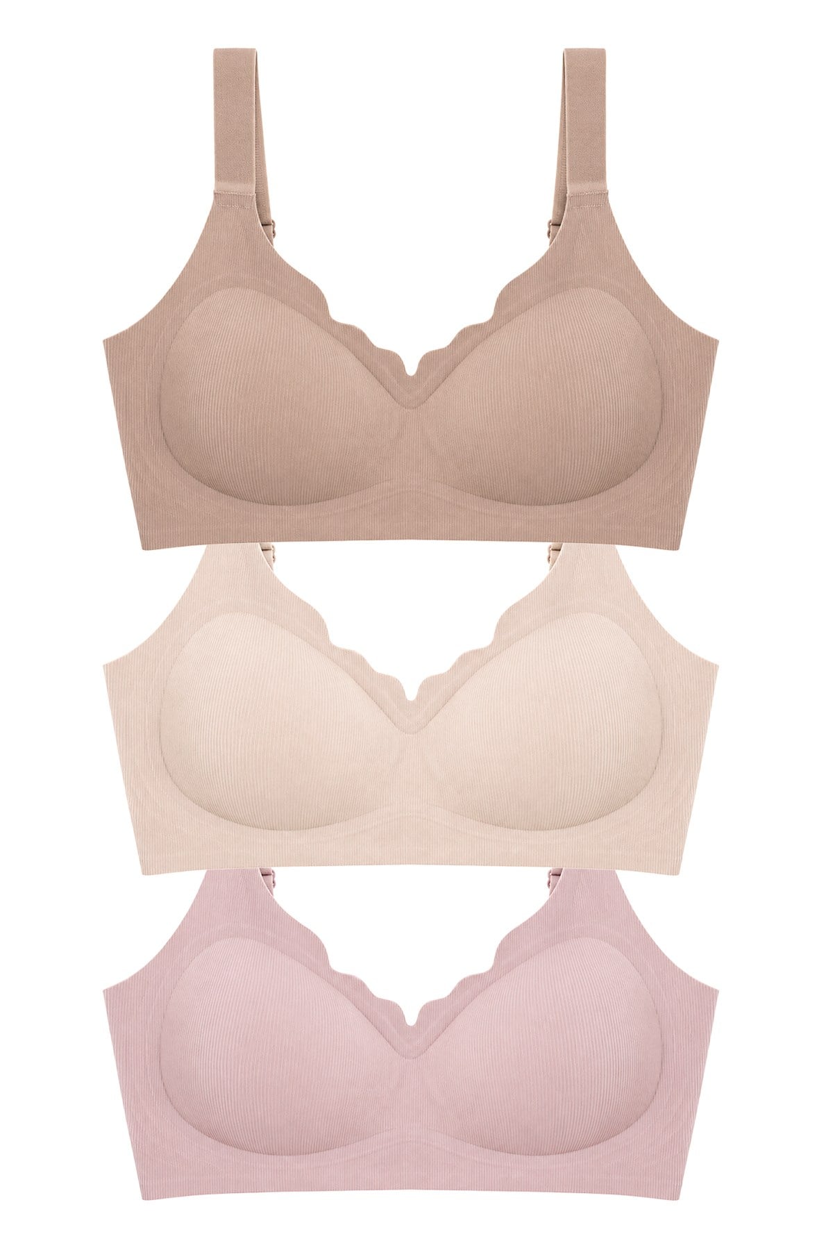 Seamless Bra - Mirena | Lazer Kesim Rib Dokulu Toparlayıcı Balensiz Kadın Sütyen 3lü Paket