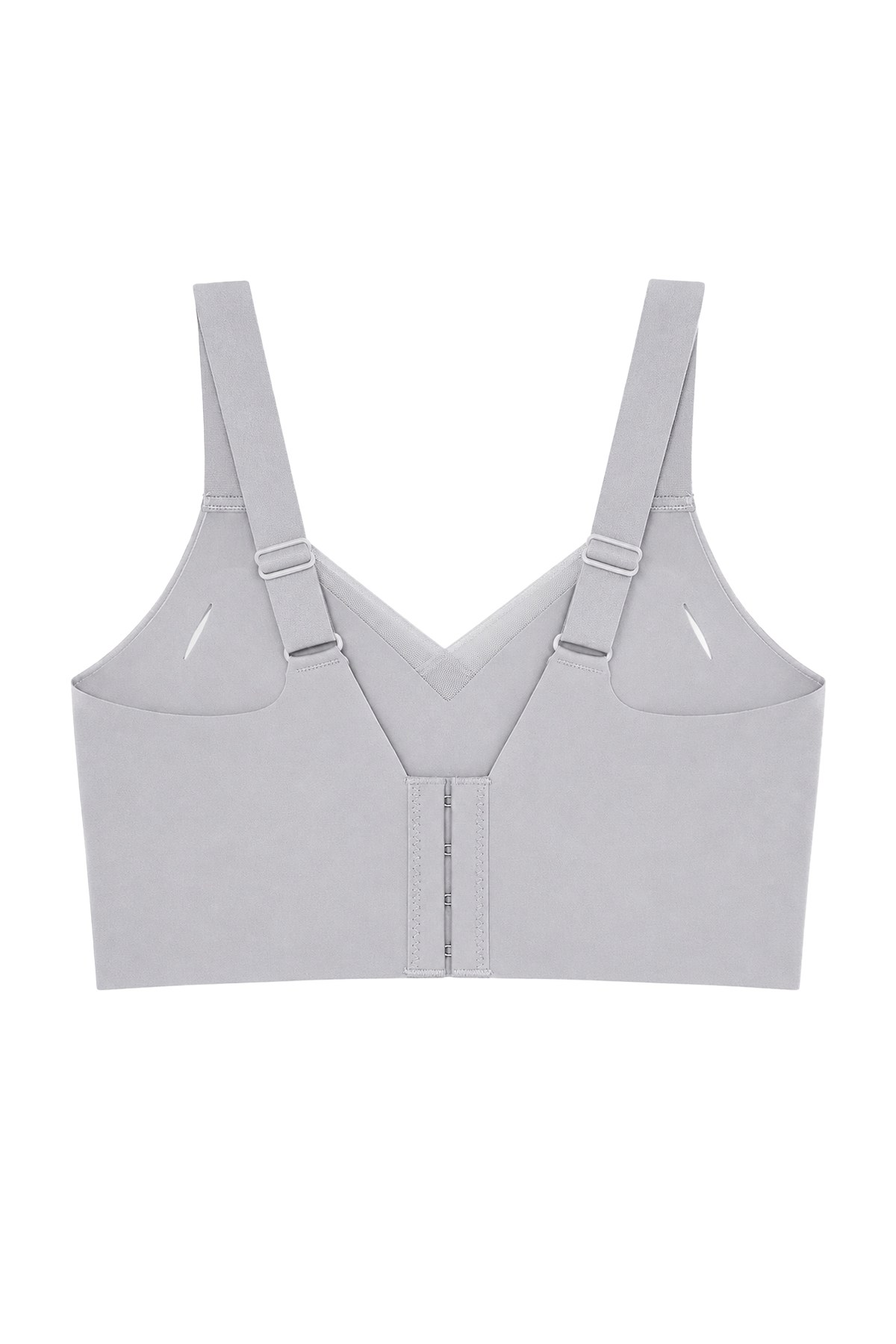 Seamless Bra - Elvora | Gri Lazer Kesim Rib Dokulu Tül Detaylı Balensiz Kadın Sütyen