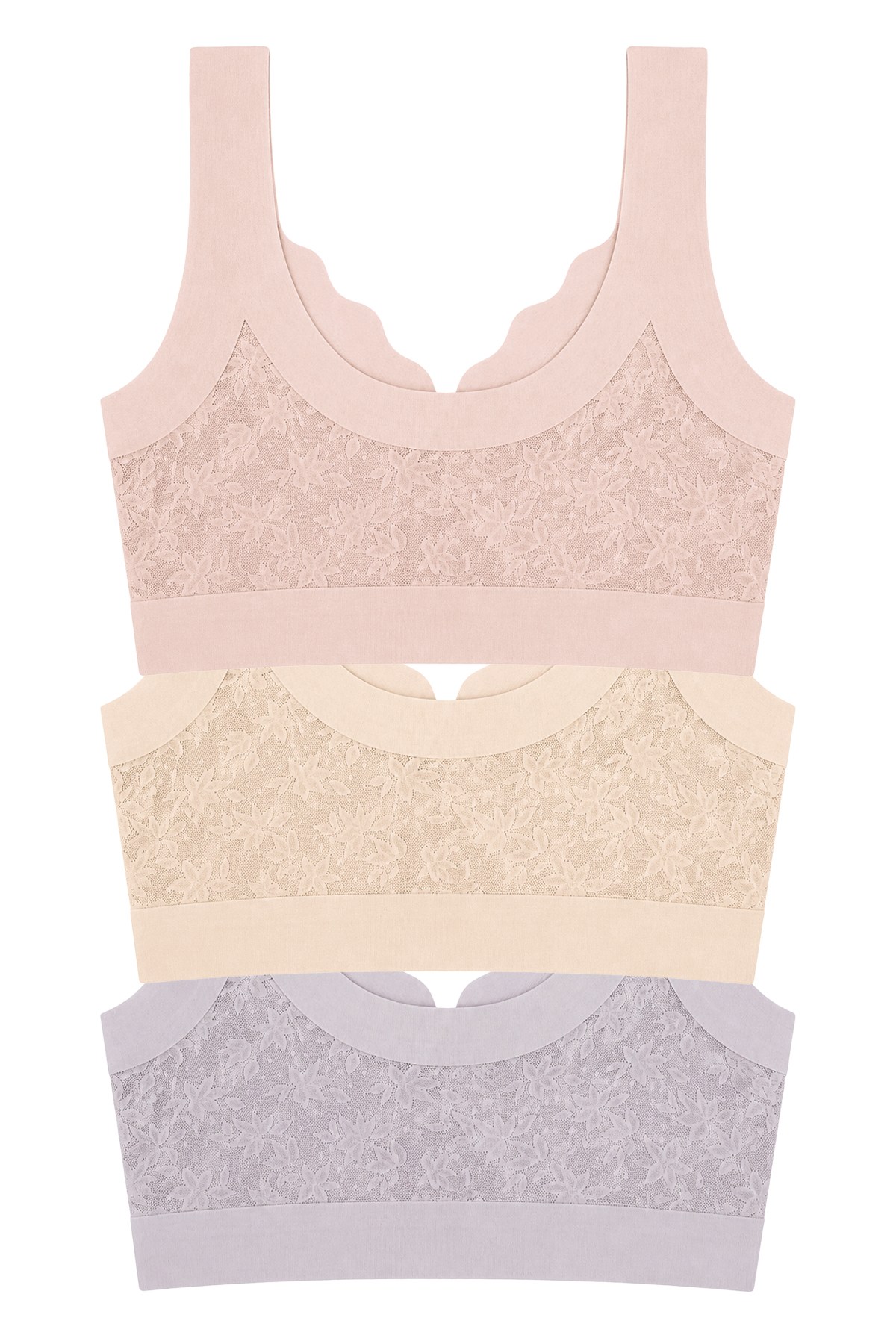 Seamless Bra - Lunessa | Lazer Kesim Dikişsiz Önden Düğmeli Dantelli Minimizer Kadın Sütyen 3lü Paket