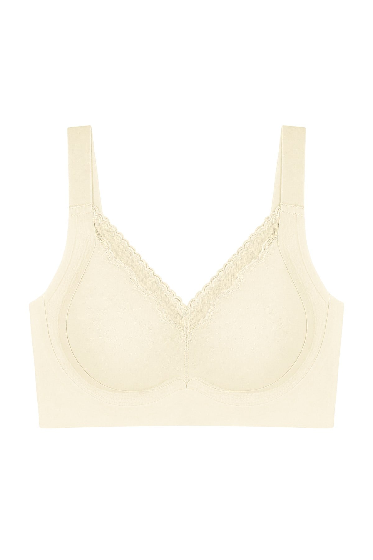 Seamless Bra - Seravia | Krem Lazer Kesim Dantelli Minimizer Kadın Sütyen
