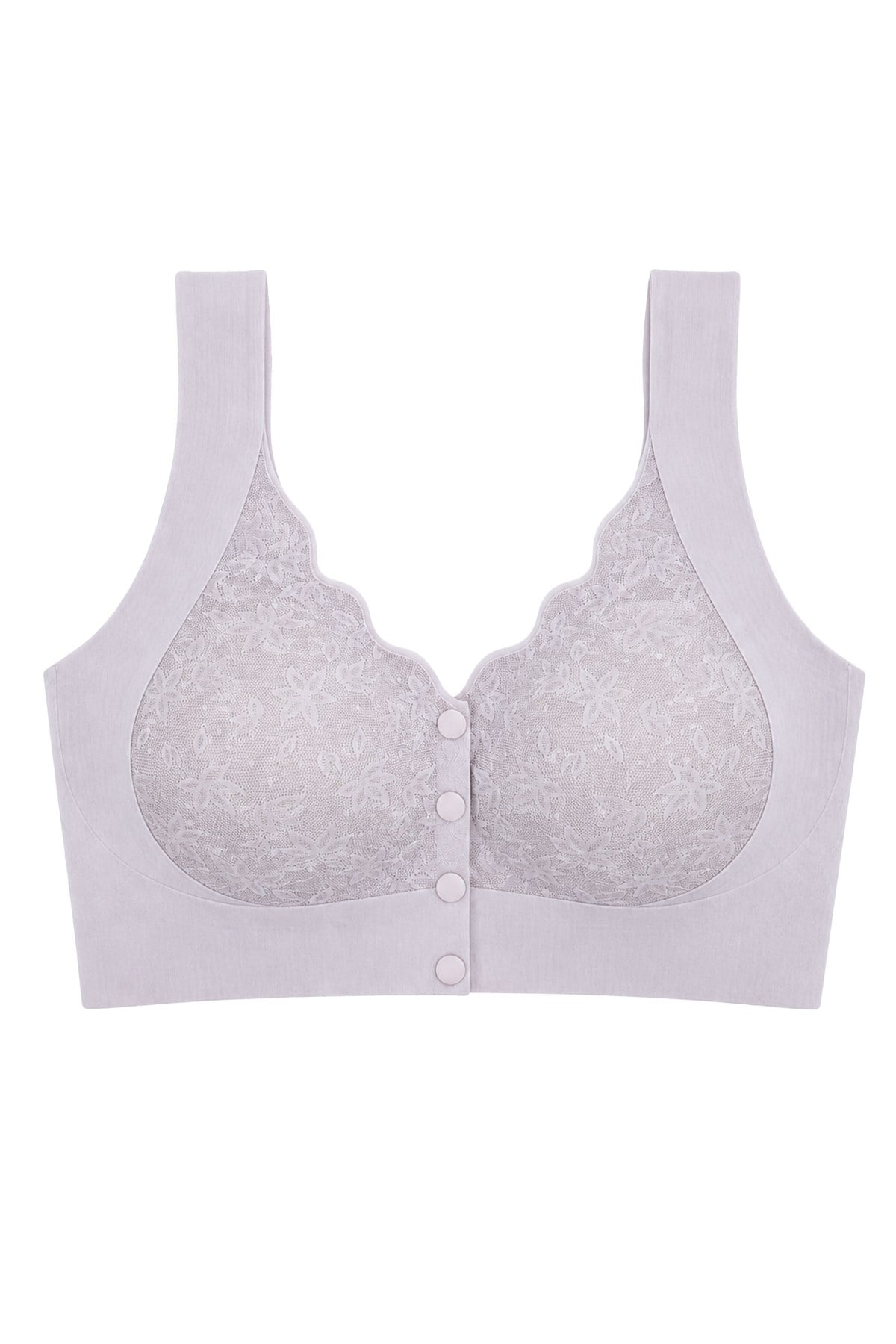 Seamless Bra - Lunessa | Lila Lazer Kesim Dikişsiz Önden Düğmeli Dantelli Minimizer Kadın Sütyen