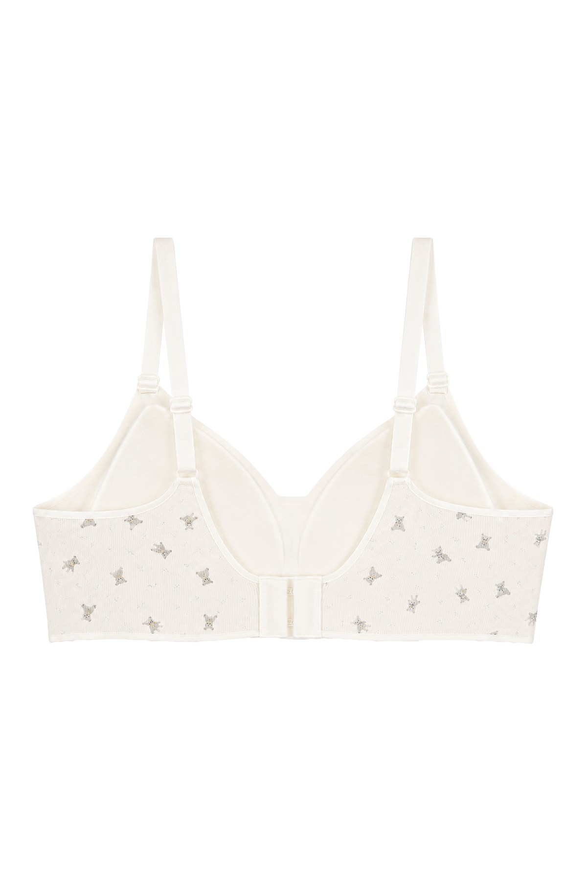 Seamless Bra - Mireva | Krem Lazer Kesim Rib Dokulu Ayıcık Desenli Balensiz Kadın Sütyen