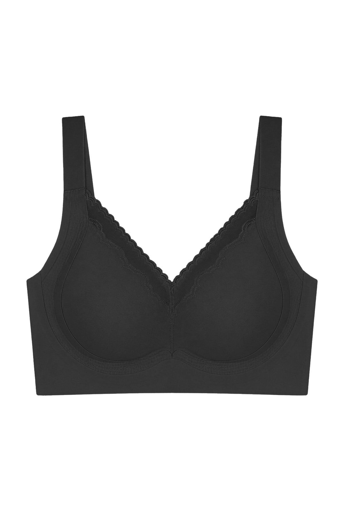 Seamless Bra - Seravia | Siyah Lazer Kesim Dantelli Minimizer Kadın Sütyen