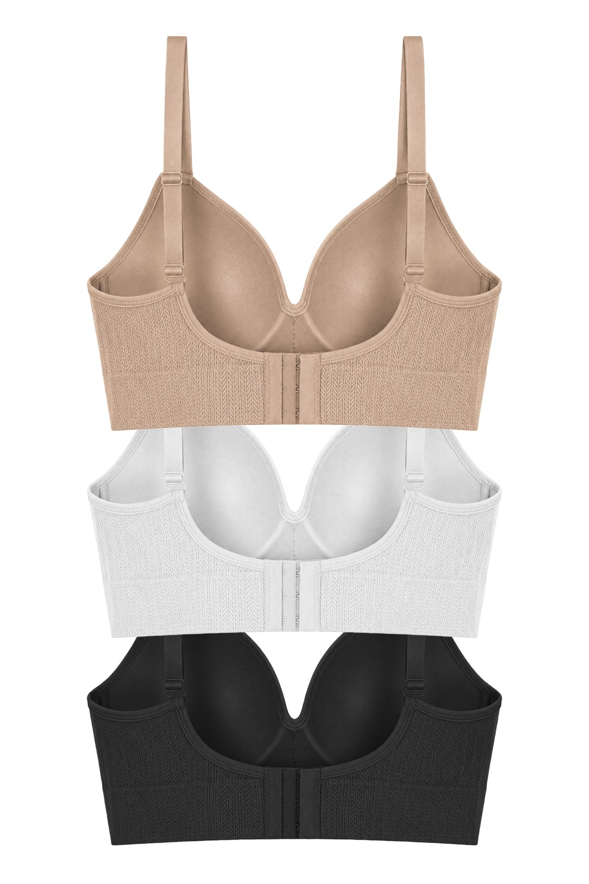 Bra - Mirel | Büyük Beden Bambu Desenli Balensiz Minimizer Kadın Sütyen 3lü Paket-2