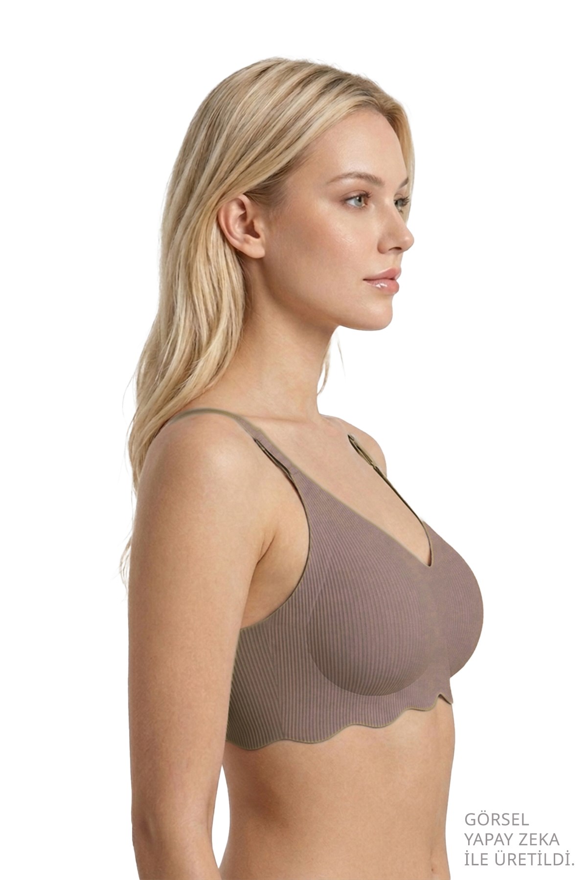 Seamless Bra - Elara | Kahverengi Lazer Kesim Balensiz İnce Fitil Dokulu Dikişsiz Kadın Sütyen
